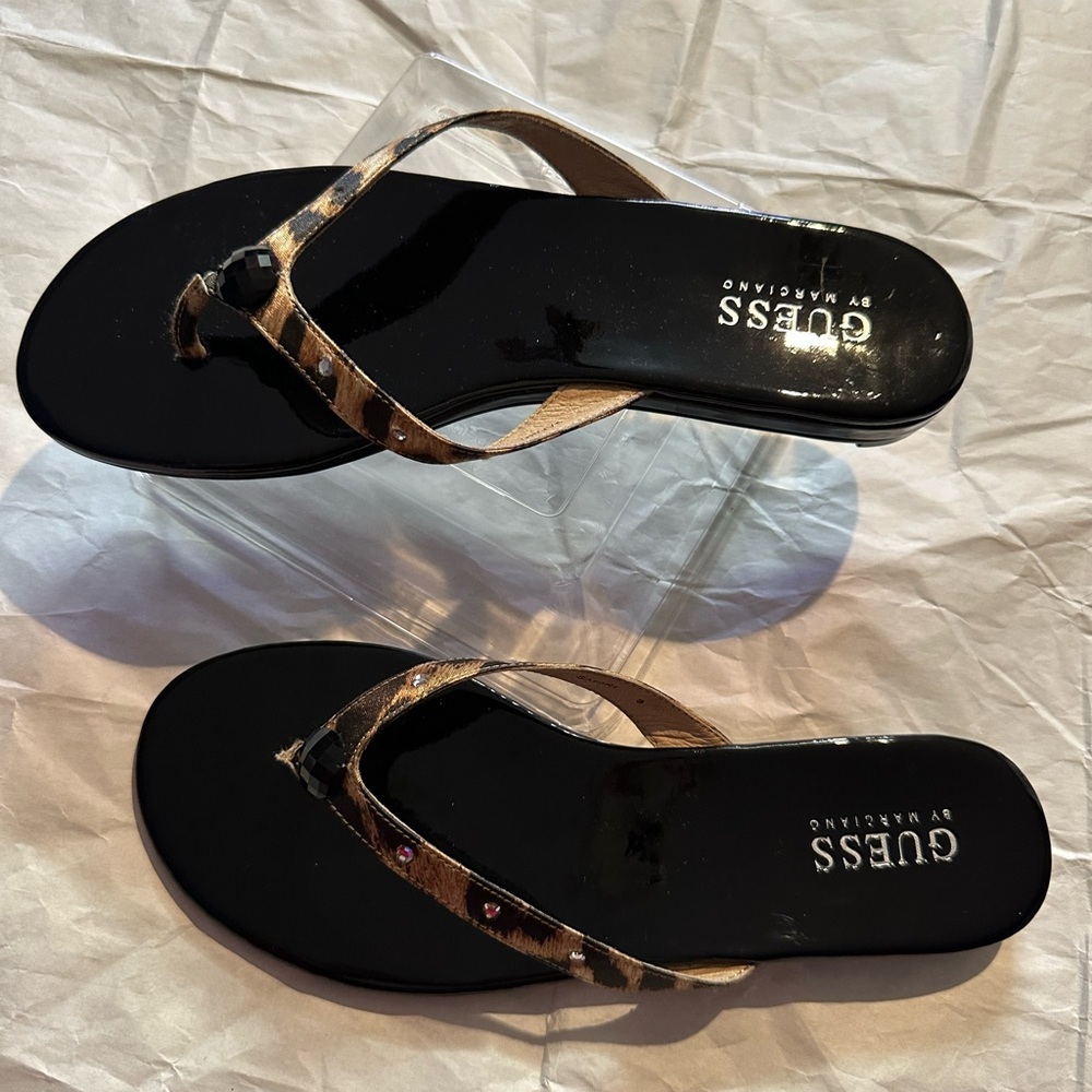 Guess Leopard Print and Black Women's Sandals